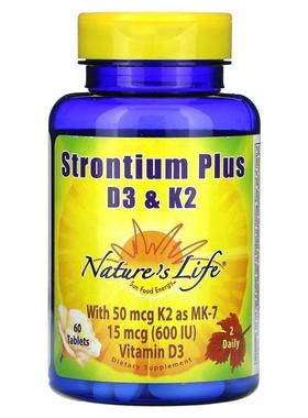 Nature's Life,Strontium Plus D3 &amp;amp;amp;K2, 60 Tabl