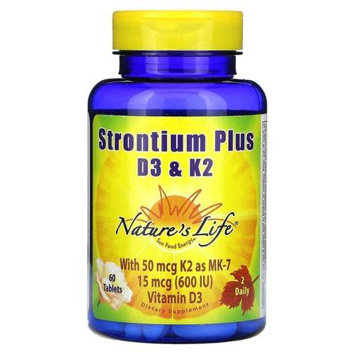 Nature's Life,Strontium Plus D3 &amp;amp;amp;K2, 60 Tabl
