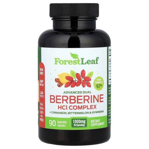 Forest Leaf,Advanced Dual Berberine HCl Complex + Cinnamon,