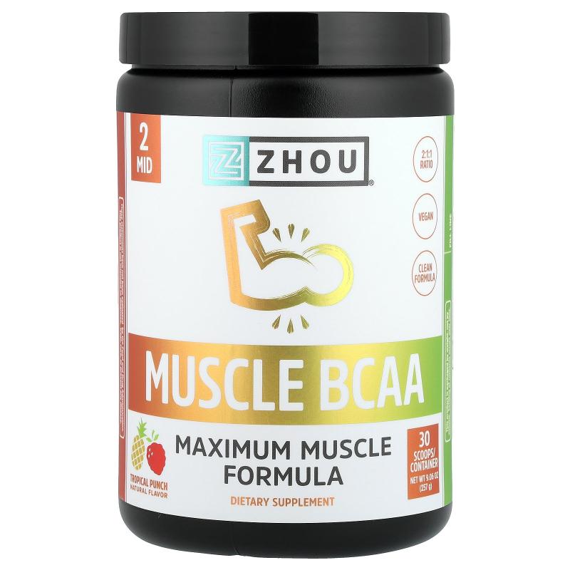Zhou Nutrition,Muscle BCAA, Tropical Punch, 9.06 oz (257 g)