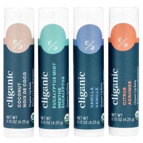 Cliganic,Organic Lip Balm Set, Sweet Bliss, 4 Pack, 0.15 oz