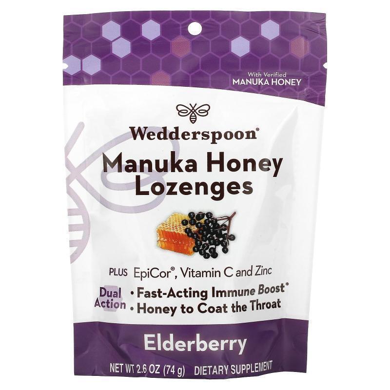 Wedderspoon,Manuka Honey Lozenges, Lemon Ginger, 2.6 oz (74