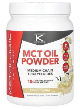 KetoLogic,MCT Oil Powder, French Vanilla, 1 lb (454 g)