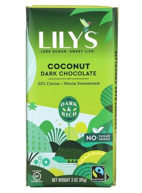 Lily's Sweets,黑巧克力棒，原味，55% 可可，3 盎司（85 克）
