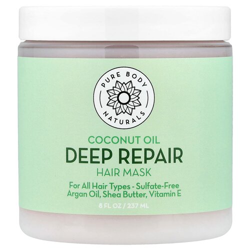 Pure Body Naturals椰子油深层发膜护发周末造型轻盈时光好习惯