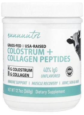 Nature's Fusions,Nutri，初乳 + 胶原蛋白肽，原味，12.7 盎司（