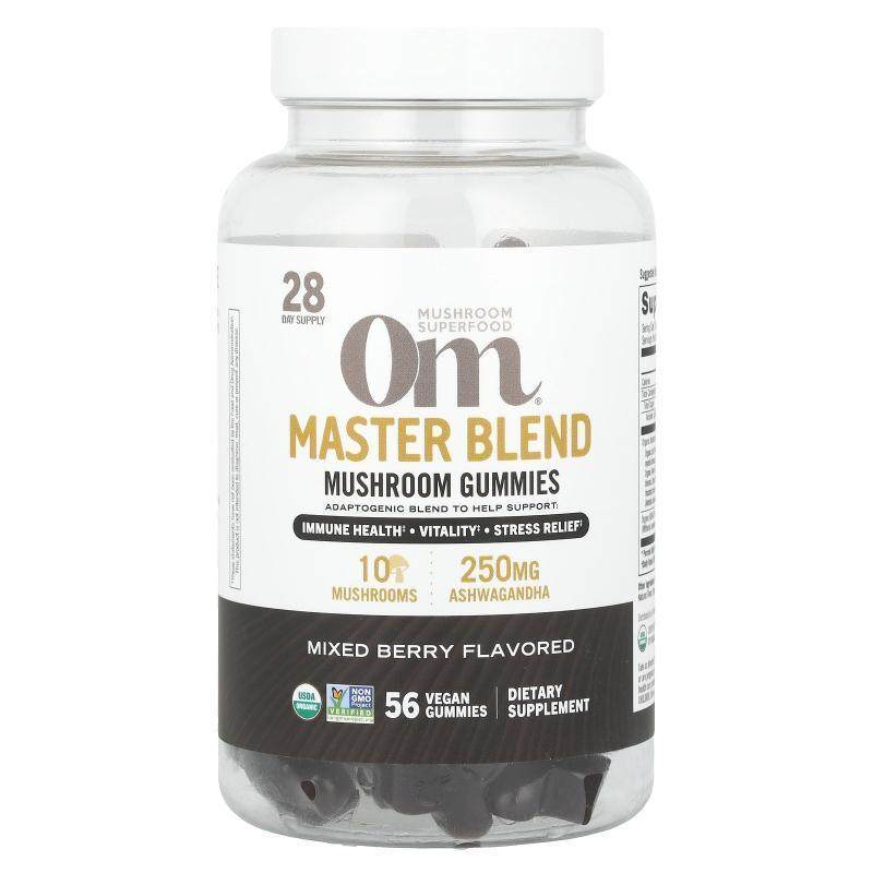 Om Mushrooms,Master Blend Mushroom Gummies, Mixed Berry , 56