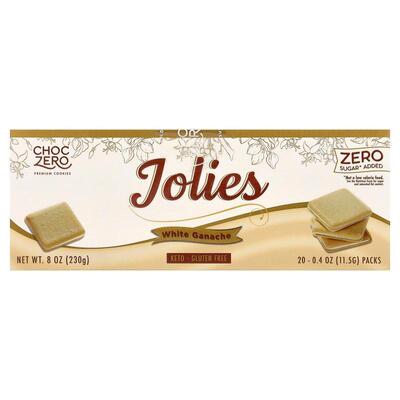 ChocZero,Jolies Cookies, White Ganache, 20 Packs, 0.4 oz (11