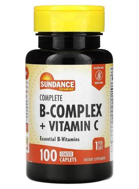 Sundance,Complete B-Complex + Vitamin C, 100 Coated Caplets