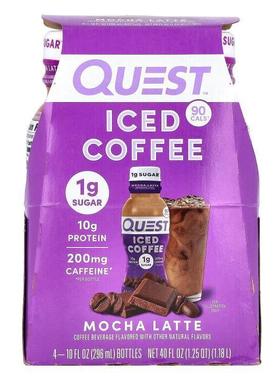 Quest Nutrition,Iced Coffee, Mocha Latte, 4 Bottles, 10 fl o