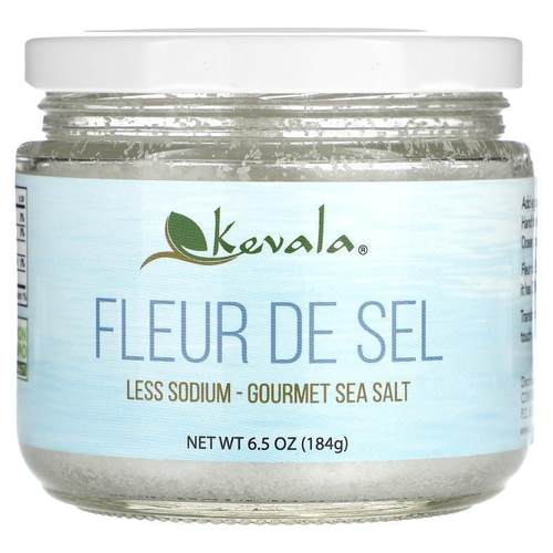 Kevala,Fleur De Sel, Less Sodium, Gourmet Sea Salt, 6.5 oz (