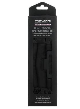 乔凡尼,Heatless Satin, Hair Curling Set, Black, 4 Piece