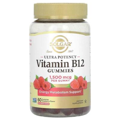索尔加,Ultra Potency Vitamin B12 Gummies, Raspberry, 1,500 m
