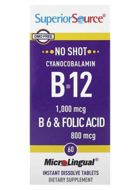 Superior Source,Cyanocobalamin B-12, B-6 &amp; Folic Aci