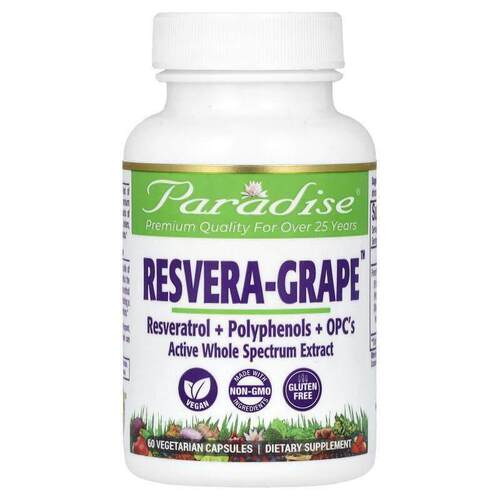 Paradise Herbs,Resvera-Grape，60 粒素食胶囊
