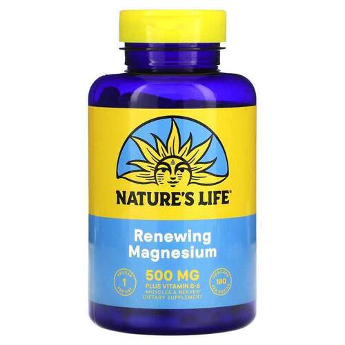 Nature's Life,Magnesium Plus 维生素 B-6，500 毫克，180 粒素