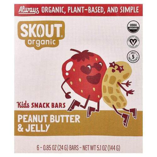 Skout Organic,Kids Snack Bars, Peanut Butter &amp;amp;am