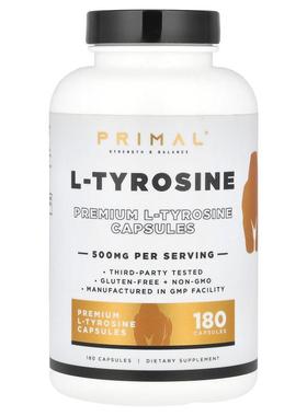 PrePrimal,L-酪氨酸，500 毫克，180 粒胶囊