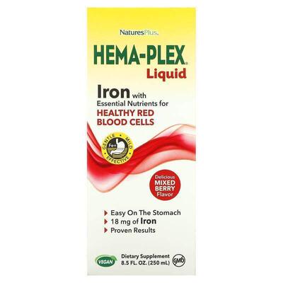 自然加,Hema-Plex液体，混合浆果味，8.5液体盎司（250毫升）