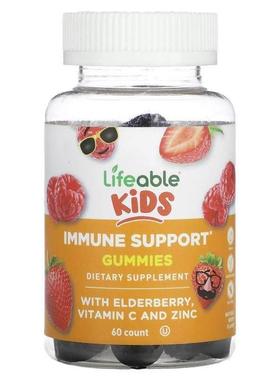 Lifeable,儿童机体抵抗支持软糖，浆果味，60 粒软糖