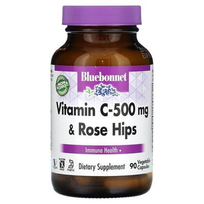 Bluebonnet Nutrition,Vitamin C-500 mg & Rose Hips , 90 Veget