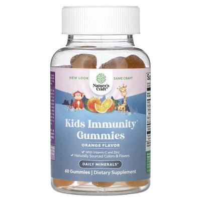Natures Craft,Kids Immunity Gummies, Orange, 60 Gummies
