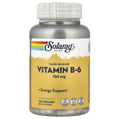 Solaray,Vitamin B-6, 100 mg, 120 VegCaps