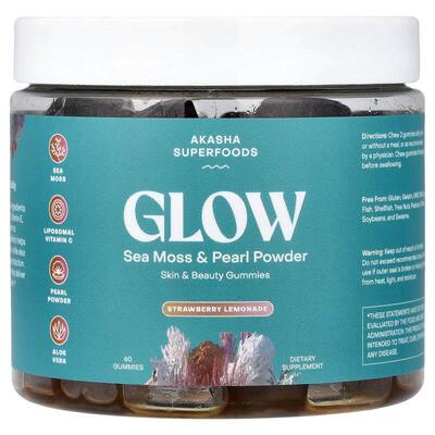 Akasha Superfoods,Glow, Sea Moss & Pearl Powder, Strawbe
