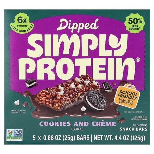 Simply Protein,蘸料棒，曲奇奶油，5 根，每根 0.88 盎司（25 克