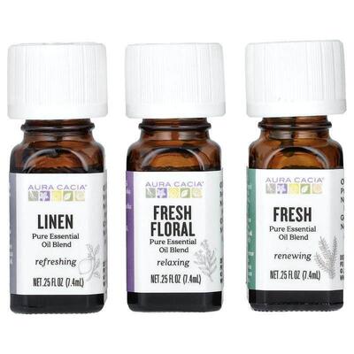Aura Cacia,Fresh Home, Pure Essential Oil Blends, 3 Bottles,