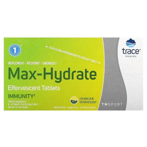 露那辛,TM Sport,Max-Hydrate能量泡腾片，橙色，8支，每支10片