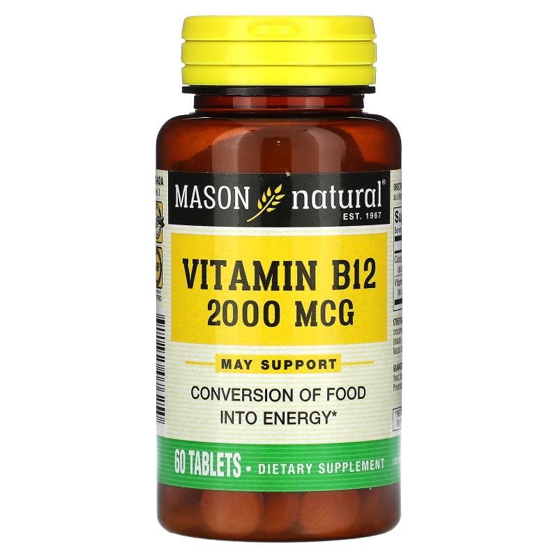 Mason Natural,Vitamin B12, 2,000 mcg, 60 Tablets