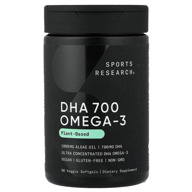 Sports Research,DHA 700 Omega-3, Plant-Based , 90 Veggie Sof