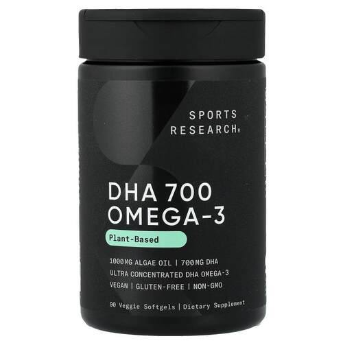 Sports Research,DHA 700 Omega-3, Plant-Based , 90 Veggie Sof