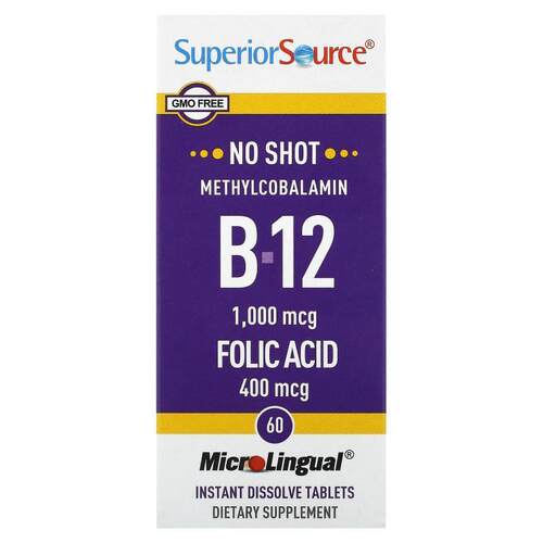 Superior Source,B-12甲钴胺/叶酸，1000/400微克，60即时速溶片