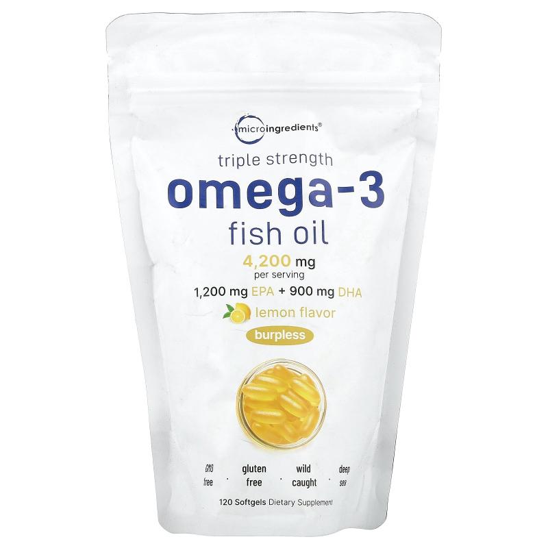 Micro Ingredients,Omega-3 鱼油，三倍功效，柠檬味，4200 毫克1