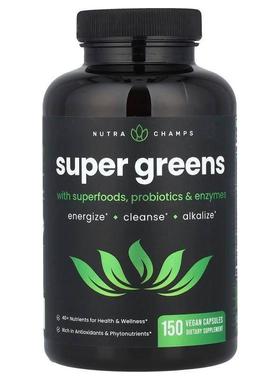 NutraChamps,含 Superfood、益生菌和酶的 Super Greens，150 粒