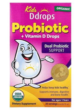 Ddrops,Kids Ddrops®, Organic Probiotic + Vitamin D Drops, Fo