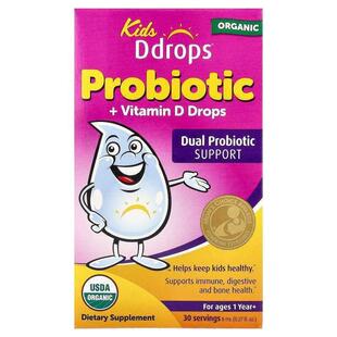 Ddrops,Kids Ddrops®, Organic Probiotic + Vitamin D Drops, Fo