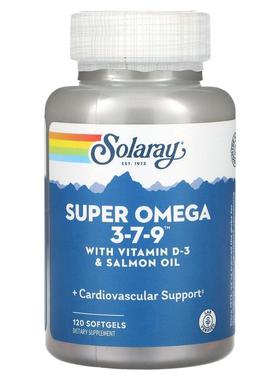 Solaray,Super Omega 3-7-9 with Vitamin D-3 &血管软胶囊