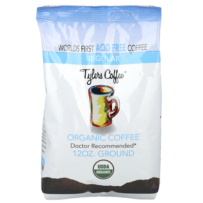 Tylers Coffees,有机咖啡，脱因，研磨，12 盎司