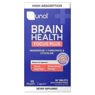 Qunol,Brain Health, Focus Plus, 60 Tablets