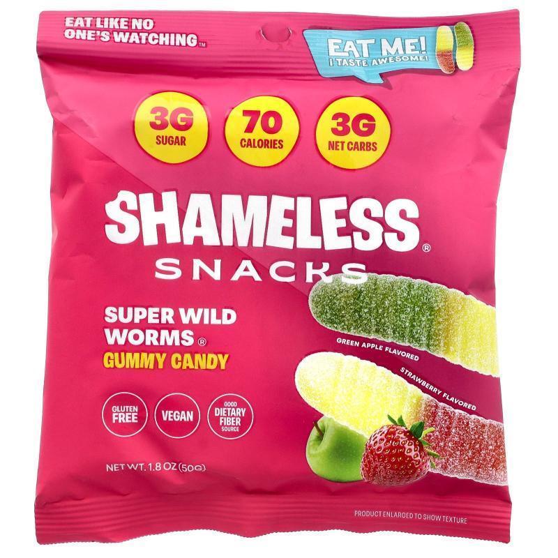 Shameless Snacks,Super Wild Worms Gummy Candy