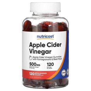 Nutricost,Apple Cider Vinegar Gummies, Apple, 500 mg, 120 Gu
