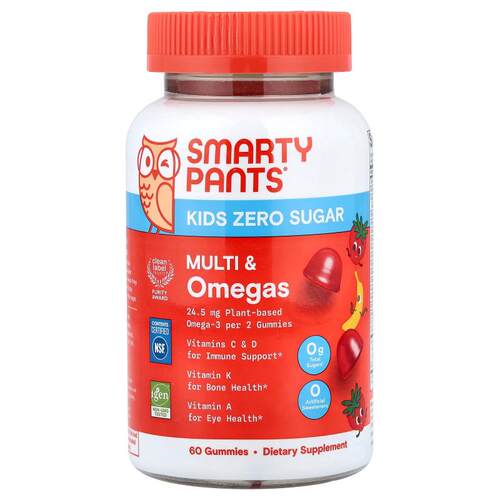 SmartyPants,Kids Zero Sugar, Multi & Omegas, Strawberry Bana
