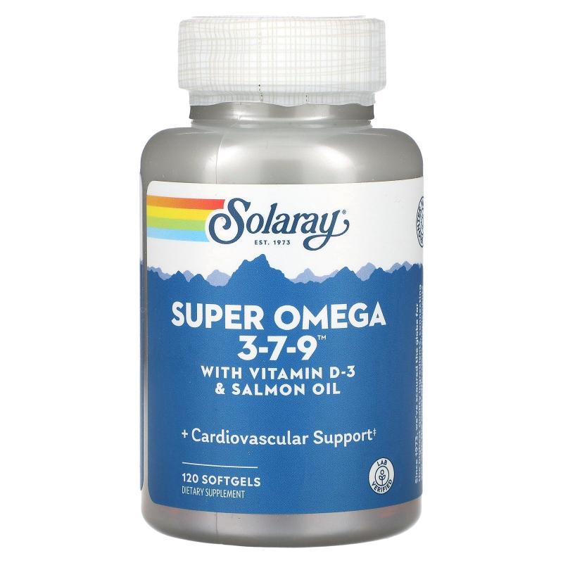 Solaray,Super Omega 3-7-9 with Vitamin D-3& Salmon Oil, 120