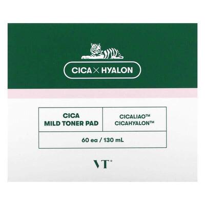 VT Cosmetics,Cica Mild Toner Pad, 60 Pads, 130 ml