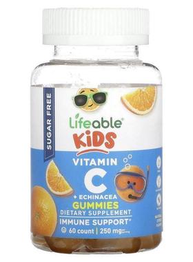 Lifeable,儿童维生素 C + 紫锥菊软糖，天然柑橘味，125 毫克，60