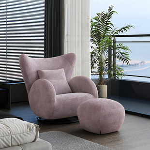 云何住可旋转羚羊单人沙发客厅布艺休闲椅中古风卧室家用懒人沙发