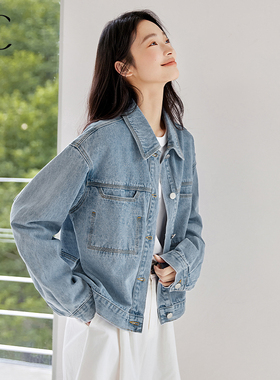 IC气质休闲宽松浅蓝色牛仔女2025年秋季新款通勤百搭长袖